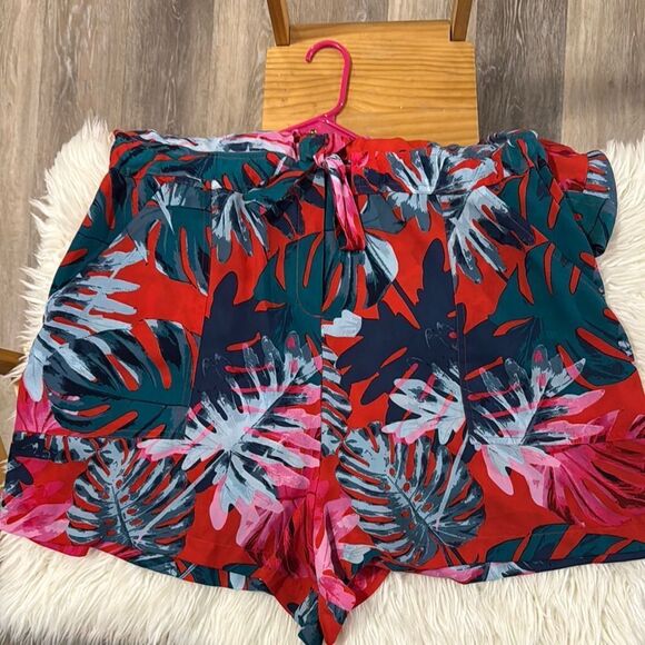 Jennifer Lopez Tropical print Red and Blue Romper with Mandarin Collar Size 16 - Picture 5 of 14